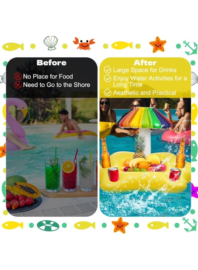 تابيت حامل مشروبات عائم قابل للنفخ لحمام السباحة، 4 فتحات، بار عائم، عوامات مشروبات، صينية طعام مائية للبالغين، شاطئ، حوض استحمام ساخن، حفلة سباحة، يحمل الفاكهة والمشروبات والوجبات الخفيفة، شجرة فطر - Image 2